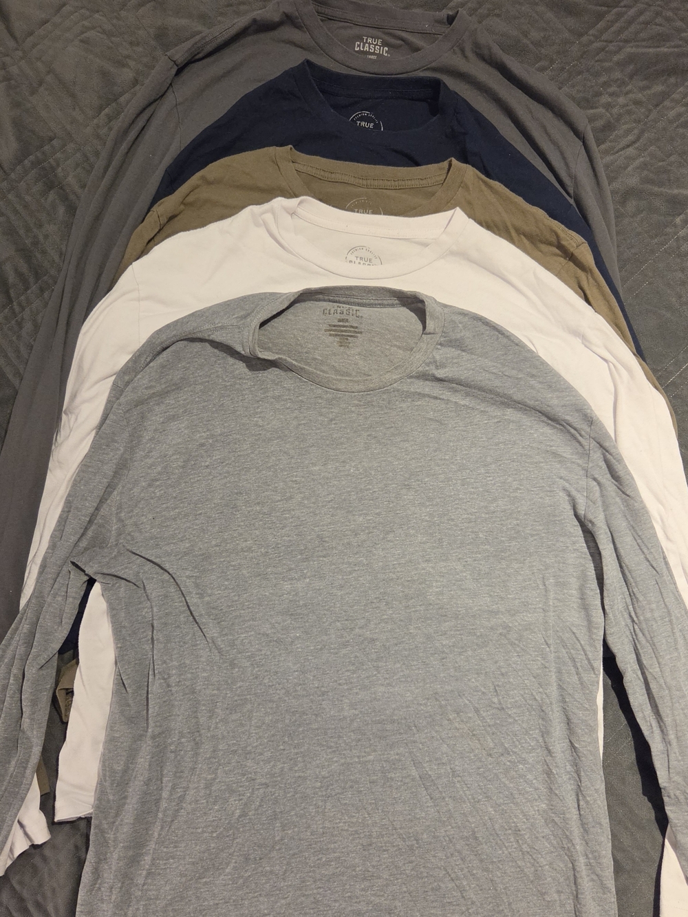 True Classic Men's Long Sleeve Crew Neck T-Shirt - 5 Pack